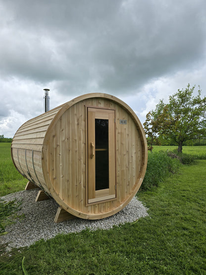 Premium 7'x 12' Barrel Sauna With 4'  Change Room
