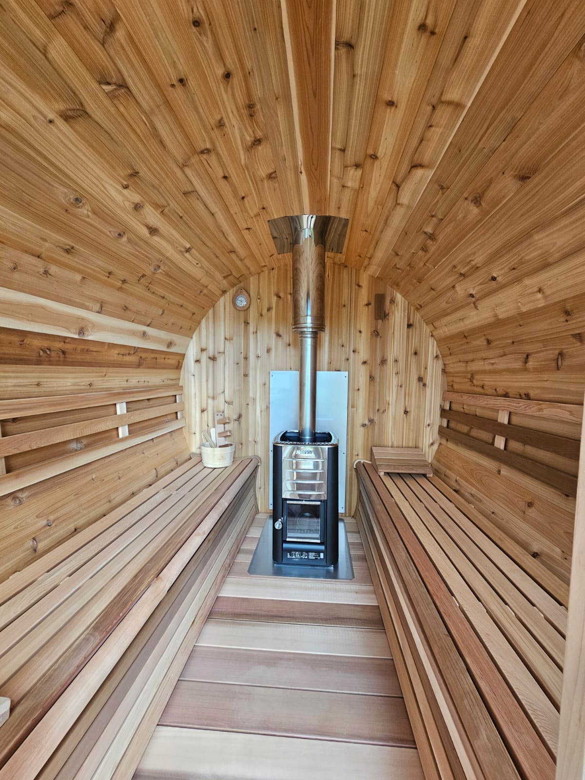 Premium 7'x 12' Barrel Sauna With 4'  Change Room